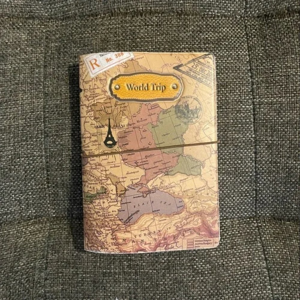 Passport Holder Wallet Sleeve in the World Traveler Map Design in PU Leather